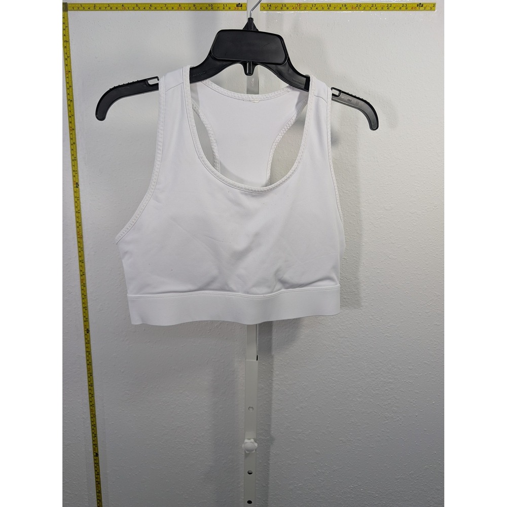 Fabletics Womens White Racerback Mesh Panel Sports Bra Activewear Top